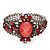 Victorian Style Cameo Red Diamante Bangle Bracelet (Gun Metal Finish) - view 5
