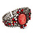 Victorian Style Cameo Red Diamante Bangle Bracelet (Gun Metal Finish) - view 6