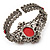 Victorian Style Cameo Red Diamante Bangle Bracelet (Gun Metal Finish) - view 4
