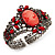 Victorian Style Cameo Red Diamante Bangle Bracelet (Gun Metal Finish) - view 7