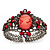 Victorian Style Cameo Red Diamante Bangle Bracelet (Gun Metal Finish) - view 3