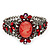 Victorian Style Cameo Red Diamante Bangle Bracelet (Gun Metal Finish) - view 8