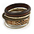 Antique Gold Metal & Snake Leather Style & Wood Bangle Set of 6 - 18cm Length - view 6