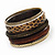 Antique Gold Metal & Snake Leather Style & Wood Bangle Set of 6 - 18cm Length - view 9