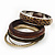 Antique Gold Metal & Snake Leather Style & Wood Bangle Set of 6 - 18cm Length - view 11