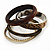 Antique Gold Metal & Snake Leather Style & Wood Bangle Set of 6 - 18cm Length - view 12