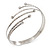 Rhodium Plated Crystal Textured Armlet Bangle - up to 29cm upper arm - view 8