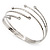 Rhodium Plated Crystal Textured Armlet Bangle - up to 29cm upper arm - view 6