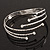 Rhodium Plated Crystal Textured Armlet Bangle - up to 29cm upper arm - view 9