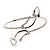 Silver Plated Textured Diamante 'Leaf' Armlet Bangle - Adjustable - view 4