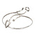 Silver Plated Textured Diamante 'Leaf' Armlet Bangle - Adjustable - view 6