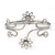 Rhodium Plated Textured 'Flowers & Twirls' Diamante Upper Arm Bracelet Armlet - Adjustable - view 9