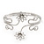 Rhodium Plated Textured 'Flowers & Twirls' Diamante Upper Arm Bracelet Armlet - Adjustable - view 7