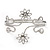 Rhodium Plated Textured 'Flowers & Twirls' Diamante Upper Arm Bracelet Armlet - Adjustable - view 3