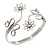 Rhodium Plated Textured 'Flowers & Twirls' Diamante Upper Arm Bracelet Armlet - Adjustable - view 11