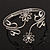 Rhodium Plated Textured 'Flowers & Twirls' Diamante Upper Arm Bracelet Armlet - Adjustable - view 6