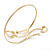 Gold Plated Textured Diamante 'Leaf' Armlet Bangle - Adjustable - view 5