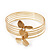Gold Plated Textured Crystal Flower Upper Arm Bracelet - (Up to 26cm upper arm) - view 9
