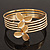 Gold Plated Textured Crystal Flower Upper Arm Bracelet - (Up to 26cm upper arm) - view 2