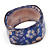 Blue Floral Print Chunky Square  Resin Bangle Bracelet - up to 20cm wrist
