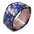Blue Floral Print Chunky Square  Resin Bangle Bracelet - up to 20cm wrist - view 4