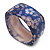 Blue Floral Print Chunky Square  Resin Bangle Bracelet - up to 20cm wrist - view 2