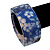 Blue Floral Print Chunky Square  Resin Bangle Bracelet - up to 20cm wrist - view 3