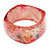 Pale Pink Floral Print Chunky Square Resin Bangle Bracelet - up to 18cm wrist