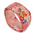 Pale Pink Floral Print Chunky Square Resin Bangle Bracelet - up to 18cm wrist - view 7