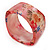 Pale Pink Floral Print Chunky Square Resin Bangle Bracelet - up to 18cm wrist - view 2