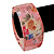 Pale Pink Floral Print Chunky Square Resin Bangle Bracelet - up to 18cm wrist - view 3