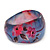 Blue/Pink Floral Print Chunky Resin Bangle Bracelet - up to 18cm wrist - view 3