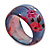 Blue/Pink Floral Print Chunky Resin Bangle Bracelet - up to 18cm wrist - view 5