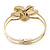 Black Enamel 'Daisy' Floral Hinged Bangle Bracelet In Gold Finish - up to 19cm wris - view 9