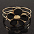 Black Enamel 'Daisy' Floral Hinged Bangle Bracelet In Gold Finish - up to 19cm wris - view 10