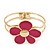 Bright Magenta Enamel 'Daisy' Floral Hinged Bangle Bracelet In Gold Finish - up to 19cm wris - view 9
