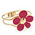 Bright Magenta Enamel 'Daisy' Floral Hinged Bangle Bracelet In Gold Finish - up to 19cm wris - view 10