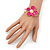 Bright Magenta Enamel 'Daisy' Floral Hinged Bangle Bracelet In Gold Finish - up to 19cm wris - view 3