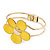 Bright Yellow Enamel 'Daisy' Floral Hinged Bangle Bracelet In Gold Finish - up to 19cm wrist - view 7