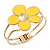 Bright Yellow Enamel 'Daisy' Floral Hinged Bangle Bracelet In Gold Finish - up to 19cm wrist