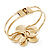Bright Yellow Enamel 'Daisy' Floral Hinged Bangle Bracelet In Gold Finish - up to 19cm wrist - view 5