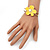Bright Yellow Enamel 'Daisy' Floral Hinged Bangle Bracelet In Gold Finish - up to 19cm wrist - view 3