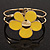 Bright Yellow Enamel 'Daisy' Floral Hinged Bangle Bracelet In Gold Finish - up to 19cm wrist - view 4