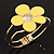 Bright Yellow Enamel 'Daisy' Floral Hinged Bangle Bracelet In Gold Finish - up to 19cm wrist - view 2