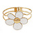 White Enamel 'Daisy' Floral Hinged Bangle Bracelet In Gold Finish - up to 19cm wris - view 6
