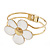 White Enamel 'Daisy' Floral Hinged Bangle Bracelet In Gold Finish - up to 19cm wris - view 9
