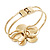 White Enamel 'Daisy' Floral Hinged Bangle Bracelet In Gold Finish - up to 19cm wris - view 4