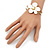 White Enamel 'Daisy' Floral Hinged Bangle Bracelet In Gold Finish - up to 19cm wris - view 2