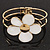 White Enamel 'Daisy' Floral Hinged Bangle Bracelet In Gold Finish - up to 19cm wris - view 5