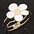 White Enamel 'Daisy' Floral Hinged Bangle Bracelet In Gold Finish - up to 19cm wris - view 8
